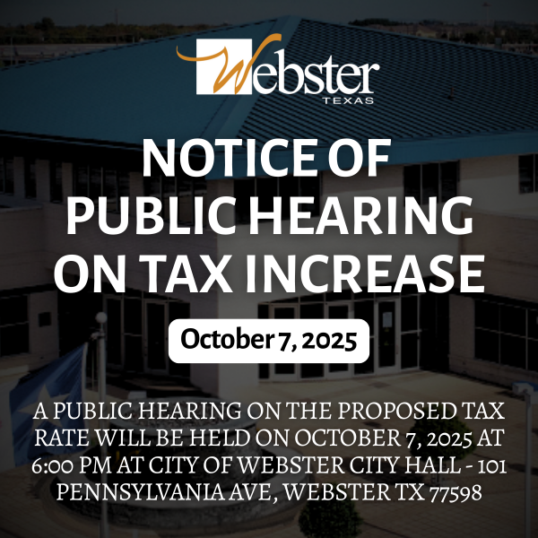 Webster News Flash Images-Tax Increase Public Hearing Notice