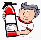 Cartoon Man Holding Fire Extinguisher
