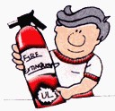 Cartoon Man Holding Fire Extinguisher